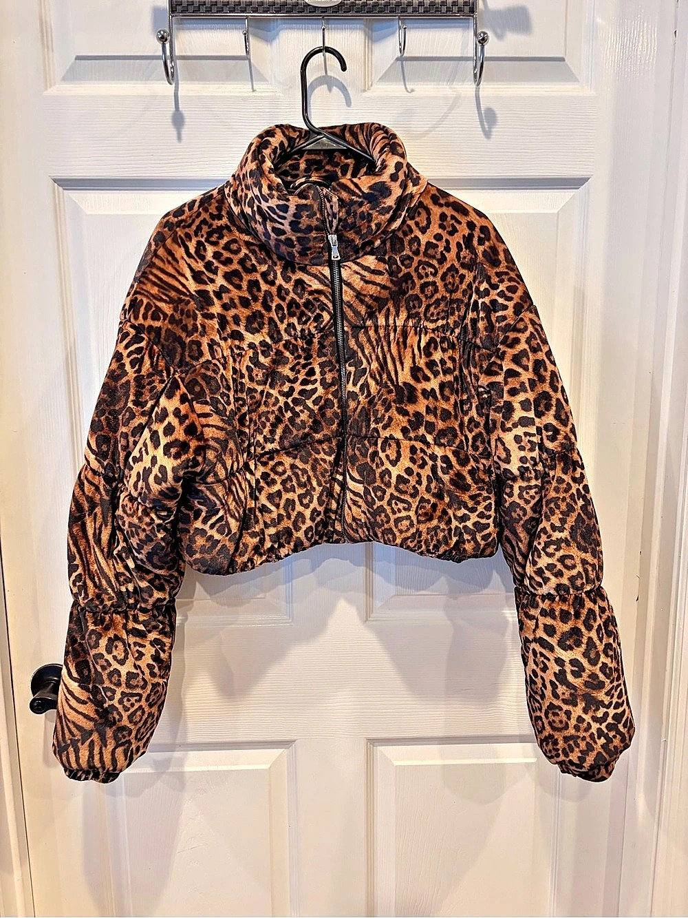 Y2K 90’s Style Tiger Mist Reme Leopard Print Puffer Jacket Size Small